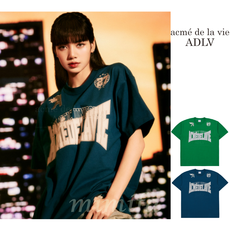 [acme de la vie] 2023 NEW BLACK PINK LISA SPORTY UNIFORM SHORT SLEEVE T-SHIRT OVERSIZED