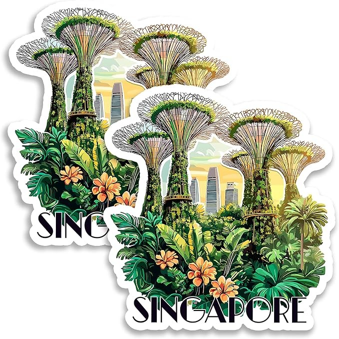 Singapore Magnet 4 Inch 2-Pack Country Asia – Strong Vinyl Decorative Travel Magnets for Fridge Locker Kitchen Office – Cute Fun Aesthetic Cool Durable & Long-Lasting Souvenir ID44999