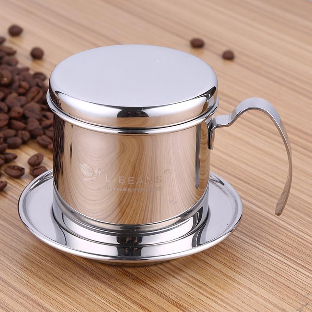 ELEOPTION Stainless Steel Vietnamese Coffee Filters, Coffee Pour Over Dripper Maker Filter Percolator for Home Kitchen Office Outdoor Use