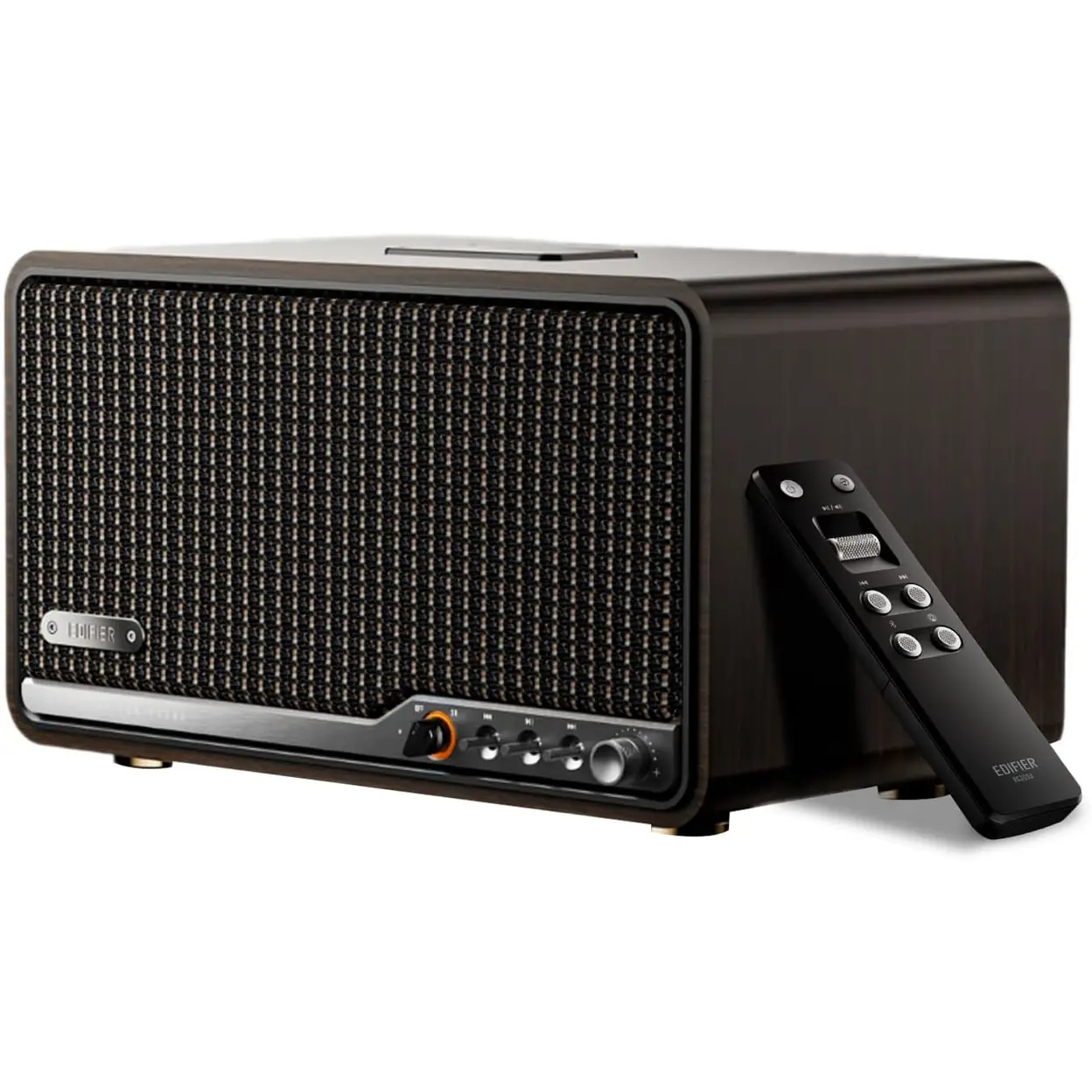 Edifier S300 Hi-Fi Wireless Multi-Room Tabletop Speaker, Black Walnut