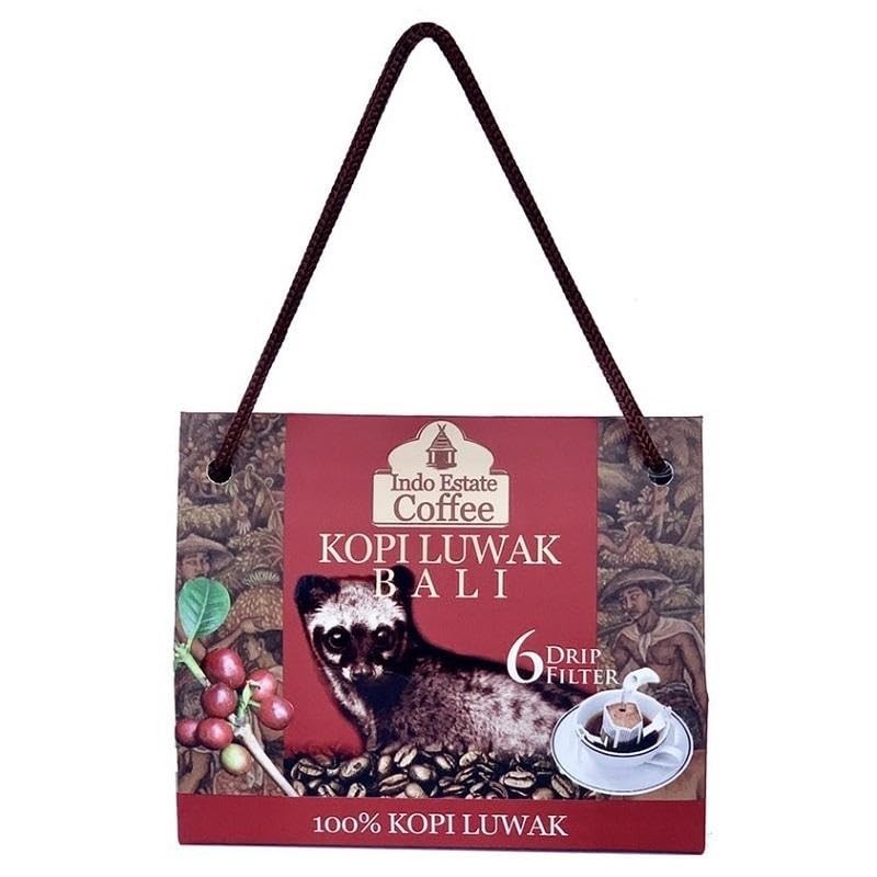 Indo Estate Coffee, Indonesia Coffee, Kopi Luwak Bali, 6 Drip Filter (Pack of 1)