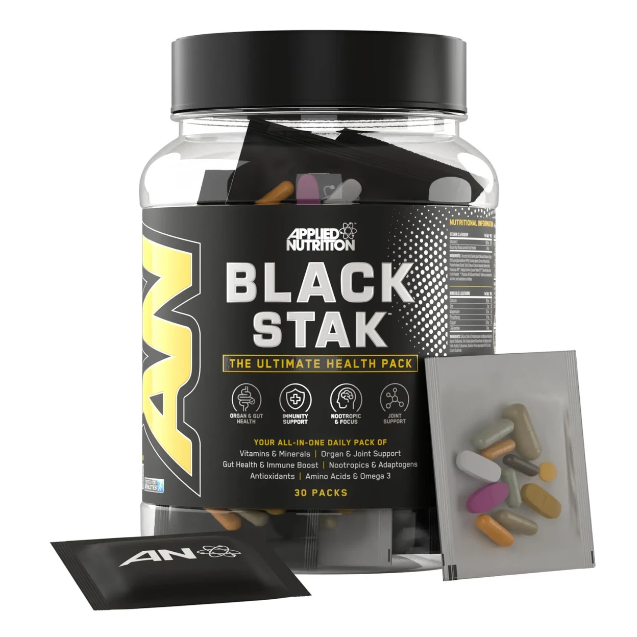 Applied Nutrition Black Stak Vitamins & Minerals Daily Wellness Support Packs - 30 Packs
