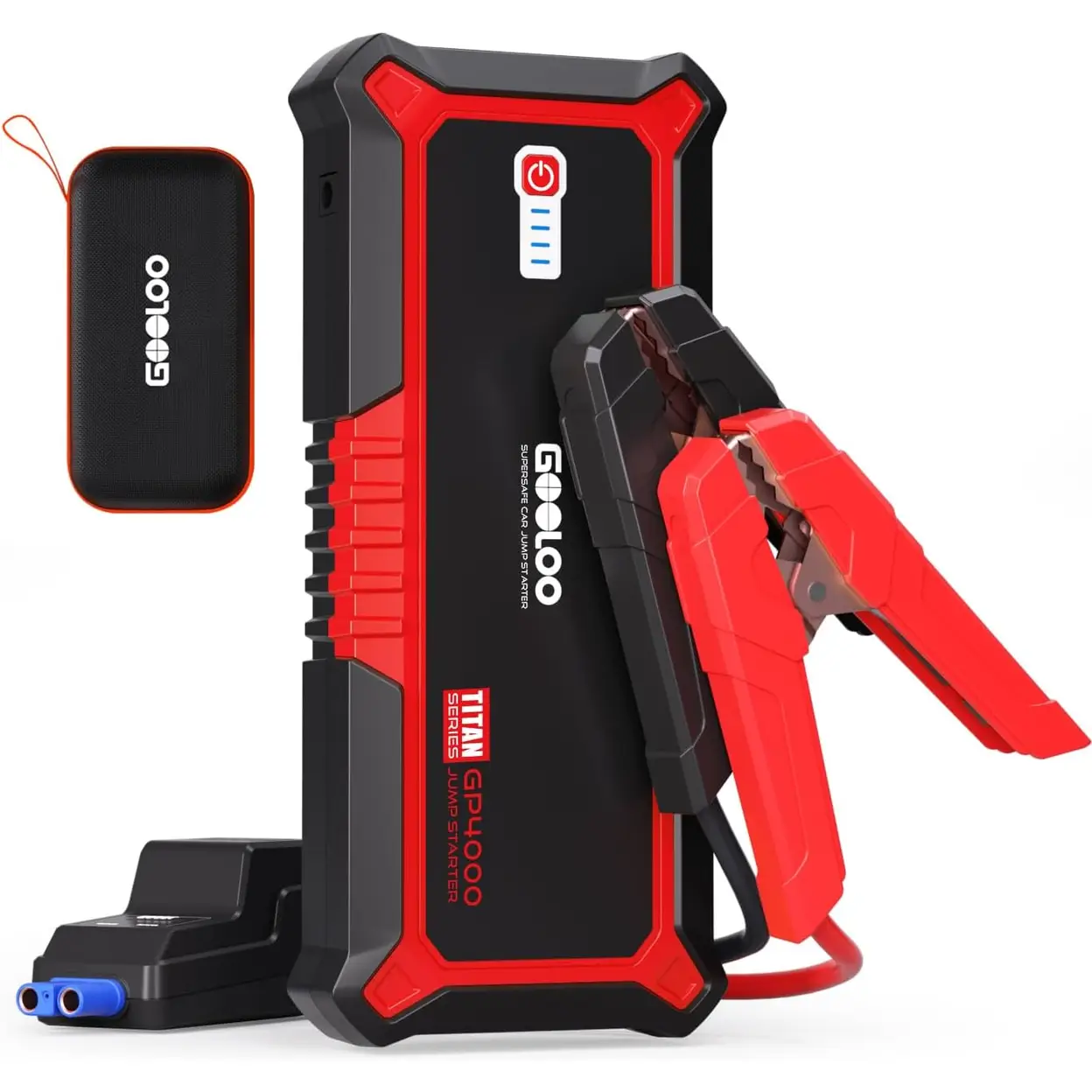 GOOLOO GP4000 Jump Starter Power Bank, 4000 A Car Jump Starter 12 V (All Petrol and Up to 10 L Diesel) Supersafe Power Bank Jump Starter with LED, Portable Car Battery Booster with Jump Cable