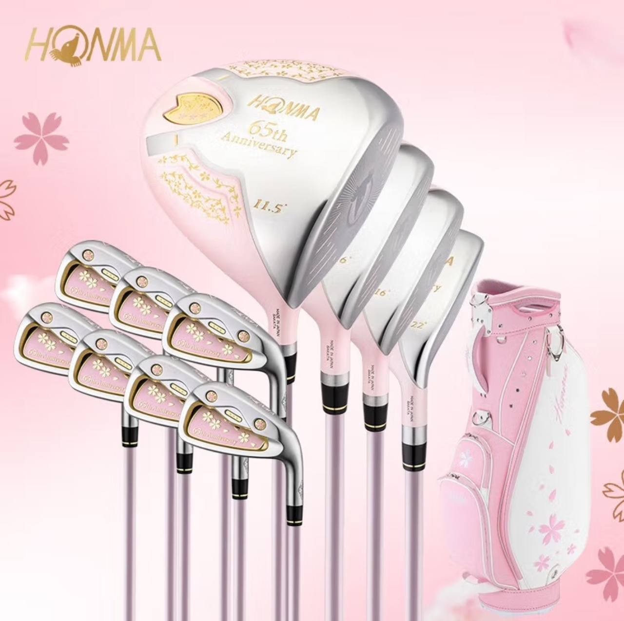 HONMA Sakura Dance 3-star ladies golf clubs golf club set 65th anniversary limited 4 wood 7 iron putter bag carbon L ladies 3-star 4 wood 7 iron