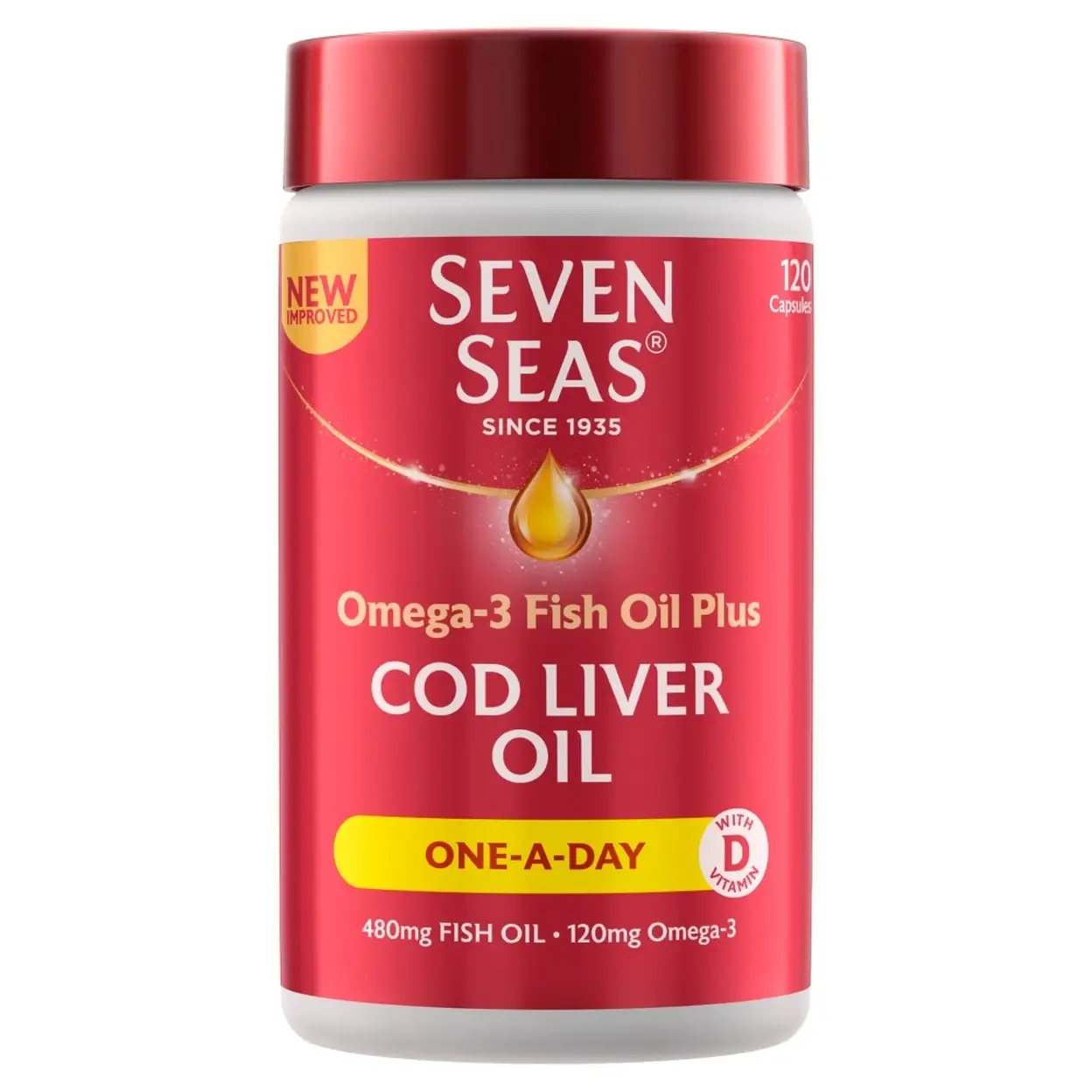 Seven Seas Omega-3 Fish Oil + Cod Liver Oil Capsules - 120 Capsules