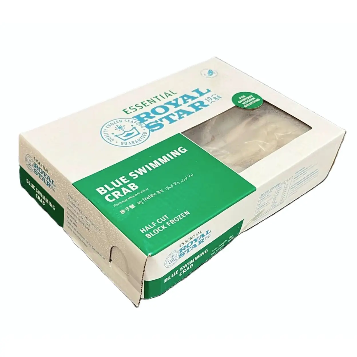 ESSENTIAL ROYAL STAR Half Cut Raw Blue Swimming Crab (U10) 1kg