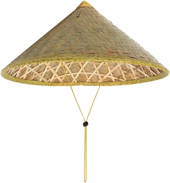 Queenbox Asian Bamboo Coolie Hat,Japanese Weave Straw Hat,Vietnamese Farmer Hat