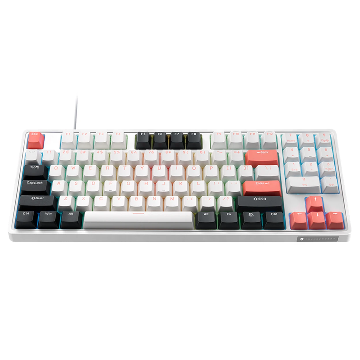 Thunderobot KG3089 80% Wired Mechanical Keyboard, QWERTY US layout, Home Esports 89-Key Full-Key Anti-Ghosting, Detachable Cable, PBT Double-Shot Keycaps, Red Switches