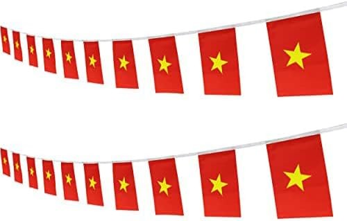 Vietnam Vietnamese String Banner Flag,16 ft 20 Mini Flags String, 5.5 x 8.2 Inch String Flag Banner, Indoor and Outdoor Party Decorations.