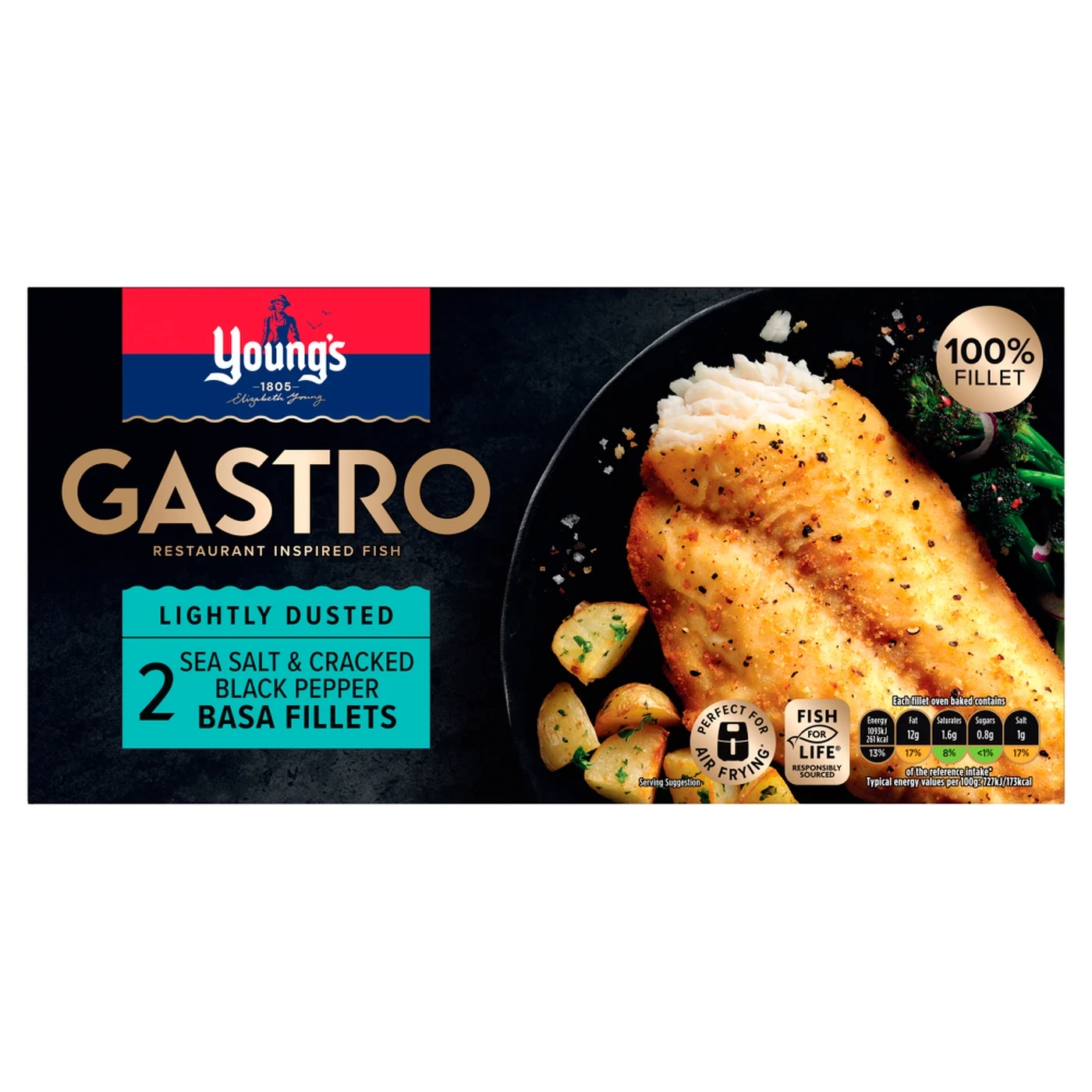 Young's Gastro 2 Sea Salt & Cracked Black Pepper Basa Fillets 310g